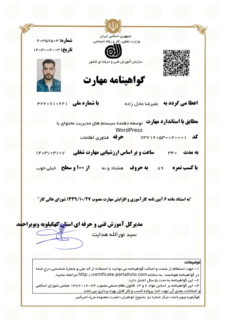 مدرک طراحی سایت